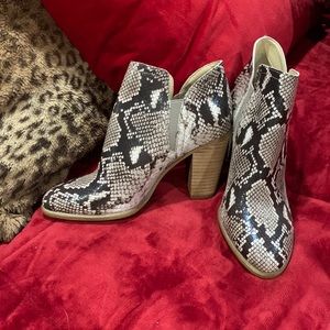 Snakeskin ankle booties